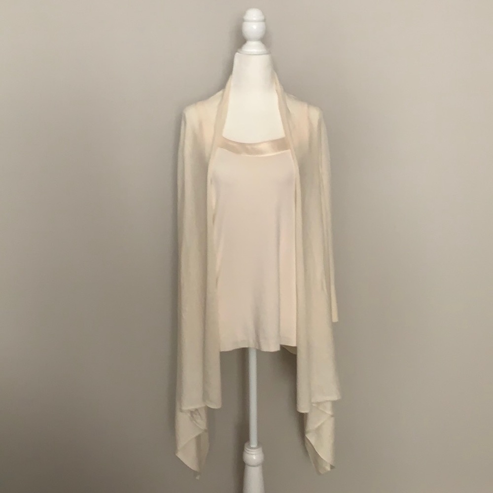 Waterfall cardigan with matching shell.